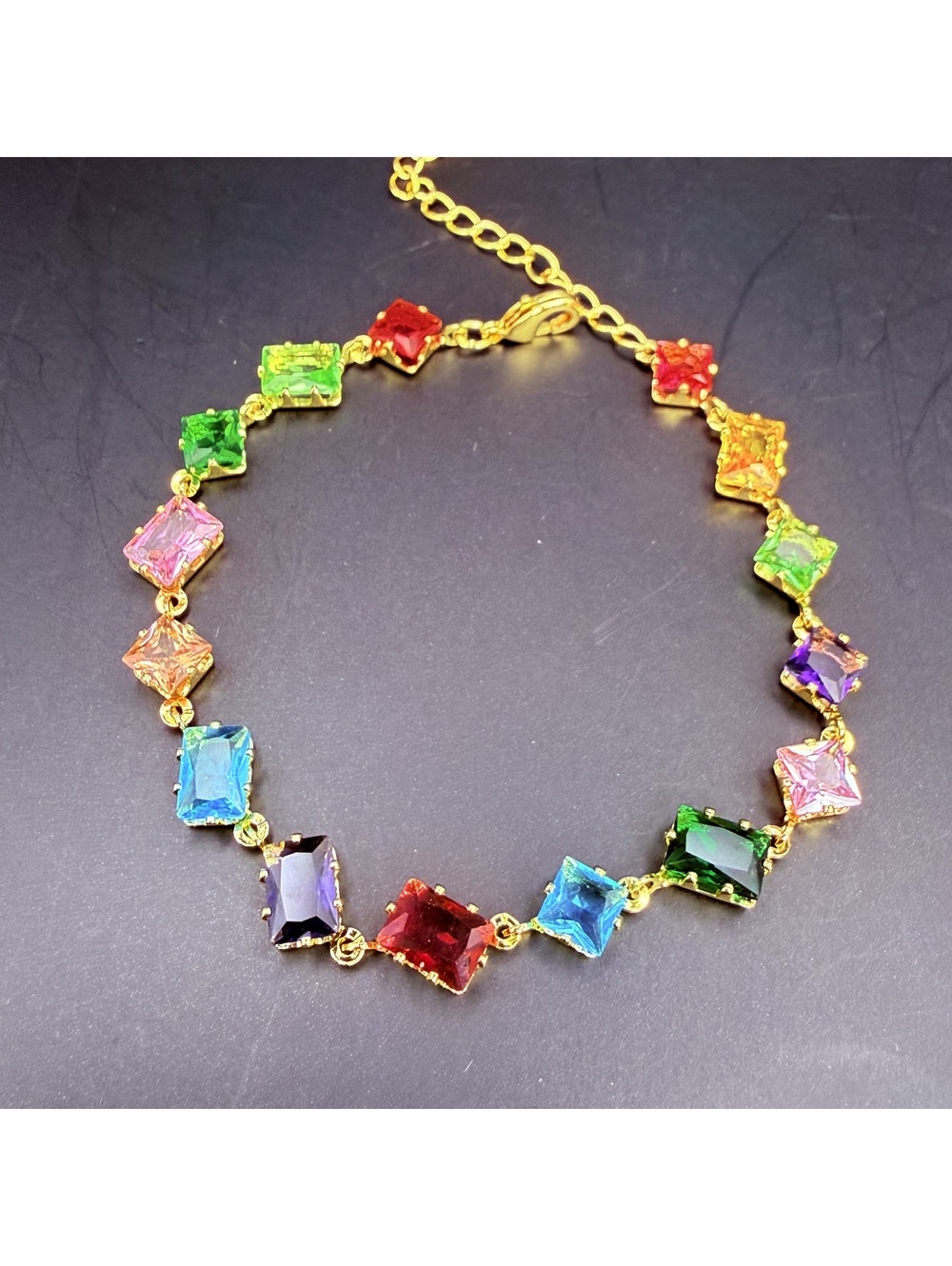 candy+clover jolly rancher candy crystal multicolor gold tone bracelet